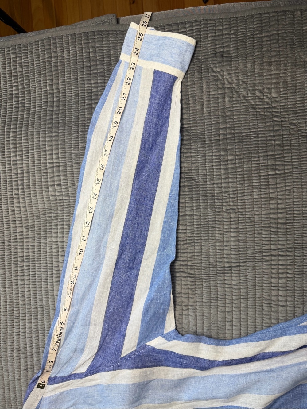 Men's Sartoria Saracena Luxury Linen Striped Button-Up Shirt in Blue and White L - Picture 5 of 5